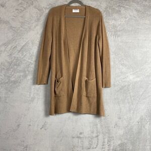 Old Navy Womens 2X Camel Tan Ribbed Open Front Longline Cardigan Sweater Pockets